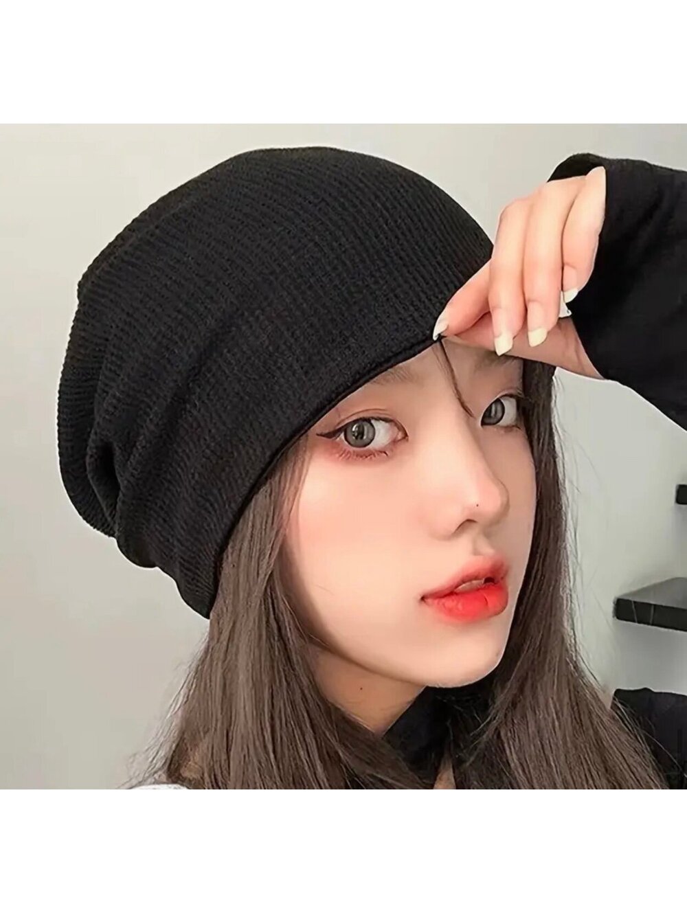 New - Comfortable Solid Color High Stretch Ribbed Beanie Hat - Black
